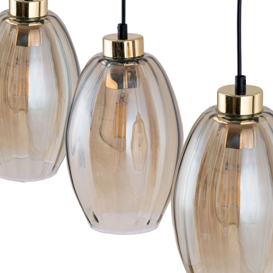 Lustre LED suspenso por cabo SEBO 1xE27/15W/230V preto/bege fumê