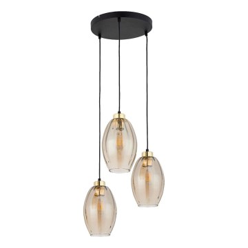 Lustre LED suspenso por cabo SEBO 3xE27/15W/230V preto/bege fumê