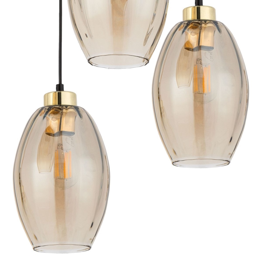 Lustre LED suspenso por cabo SEBO 3xE27/15W/230V preto/bege fumê