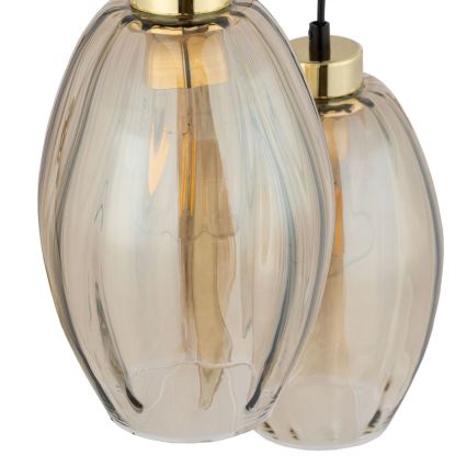 Lustre LED suspenso por cabo SEBO 3xE27/15W/230V preto/bege fumê