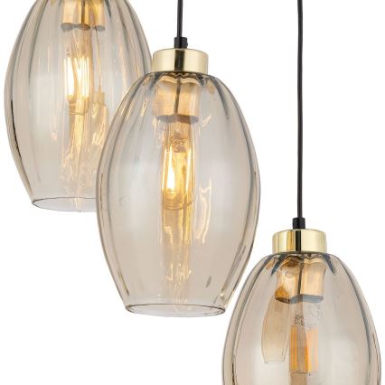 Lustre LED suspenso por cabo SEBO 3xE27/15W/230V preto/bege fumê