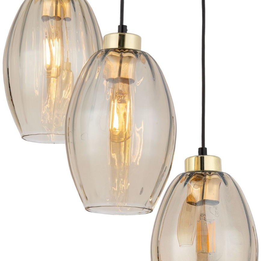 Lustre LED suspenso por cabo SEBO 3xE27/15W/230V preto/bege fumê