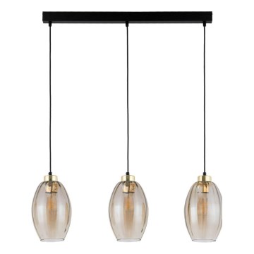 Lustre LED suspenso por cabo SEBO 3xE27/15W/230V preto/bege fumê