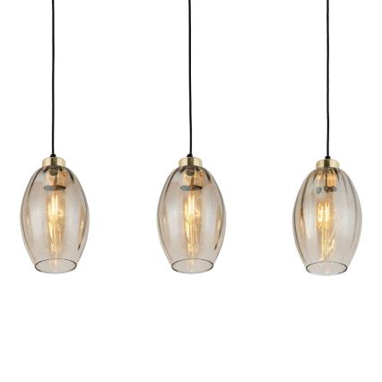 Lustre LED suspenso por cabo SEBO 3xE27/15W/230V preto/bege fumê