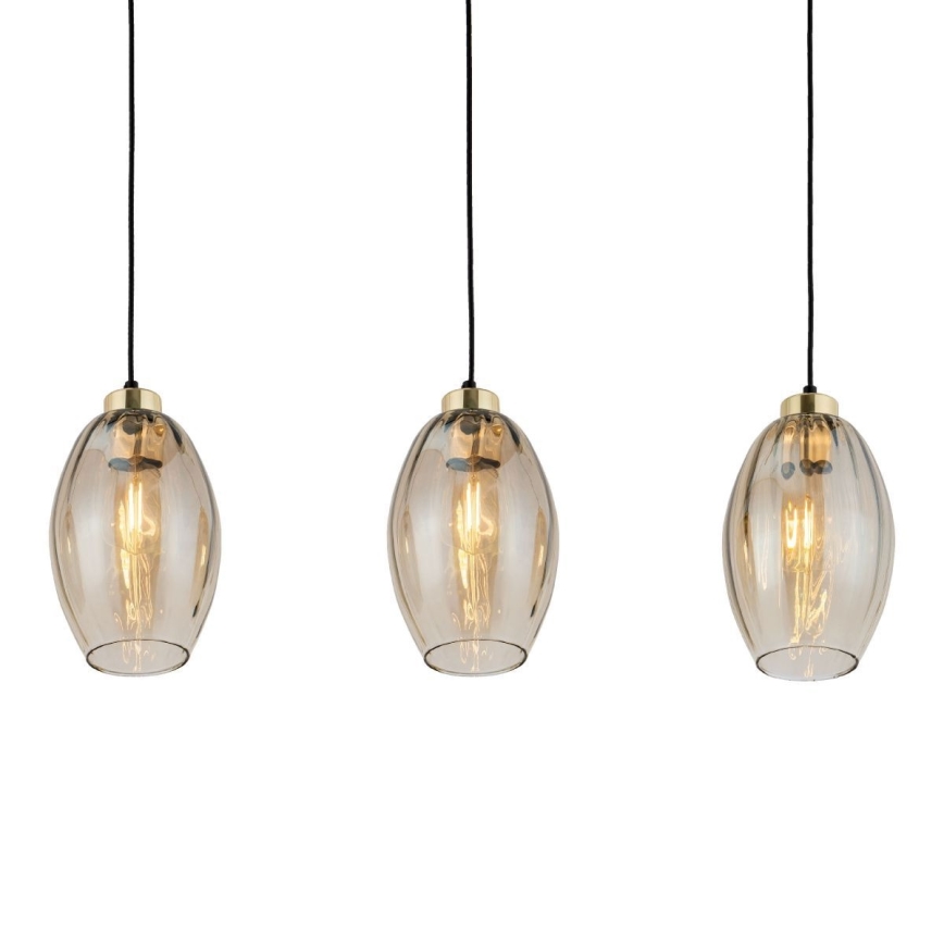 Lustre LED suspenso por cabo SEBO 3xE27/15W/230V preto/bege fumê
