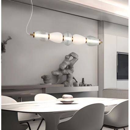 Lustre LED suspenso por cabo SHINY LED/23W/230V branco/dourado