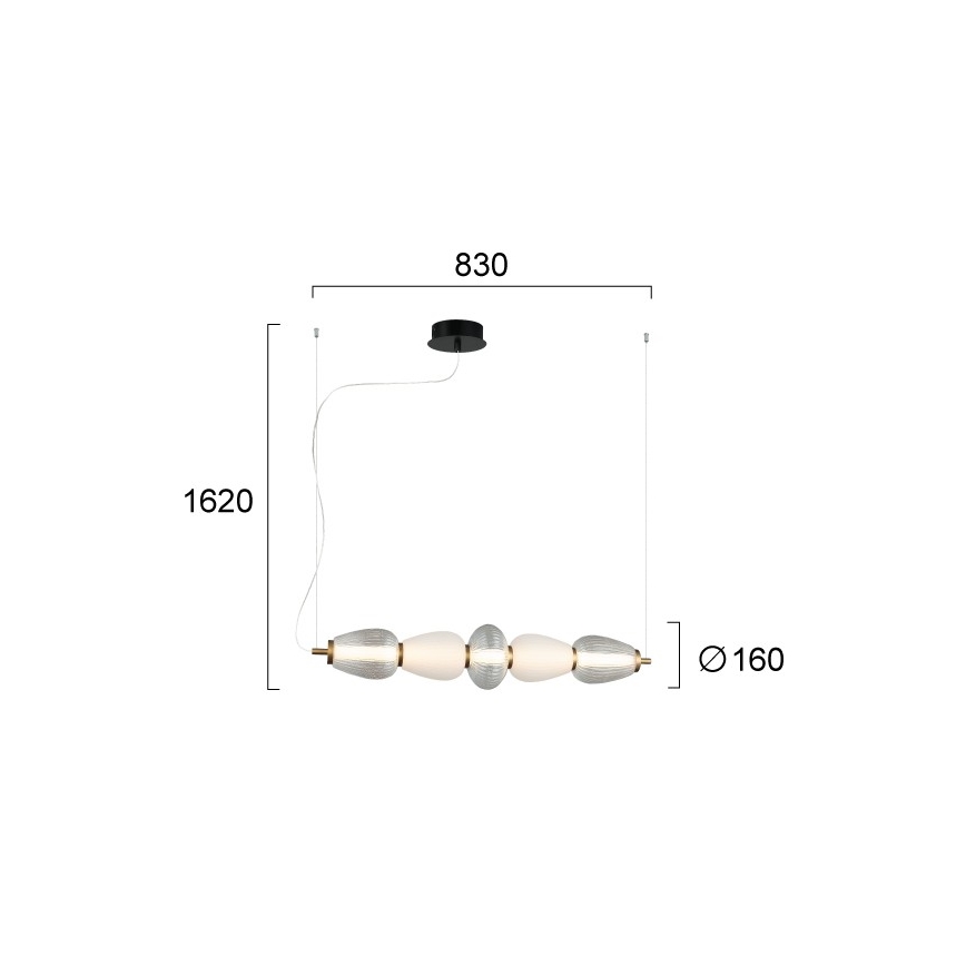 Lustre LED suspenso por cabo SHINY LED/23W/230V branco/dourado