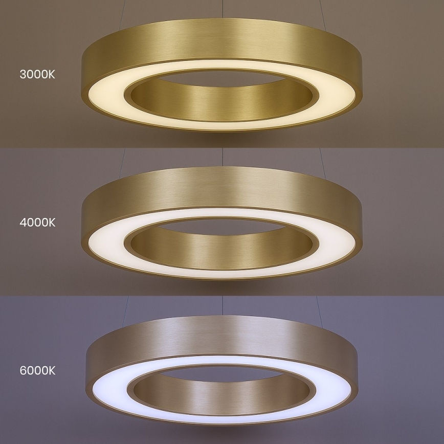 Lustre LED suspenso por cabo UNION LED/40W/230V 3000/4000/6500K, Ø 40 cm, dourado