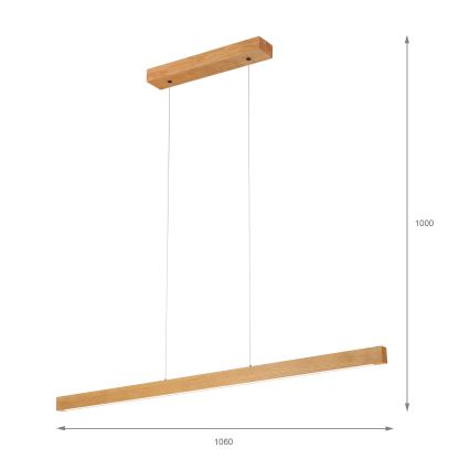 Lustre LED suspenso por cabo VERDE LED/18W/230V 3000K 106 cm carvalho