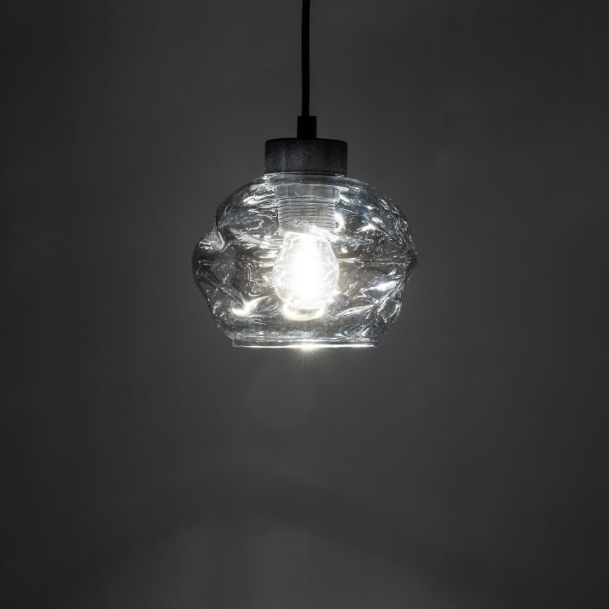 Lustre LED suspenso por cabo ZULIA 1xE27/15W/230V preto/preto fumado