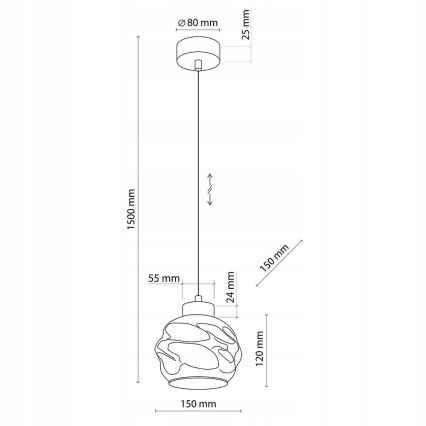 Lustre LED suspenso por cabo ZULIA 1xE27/15W/230V preto/preto fumado