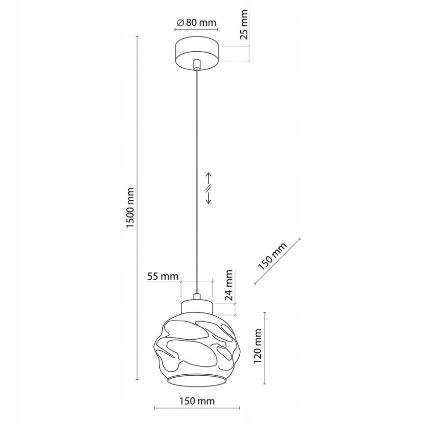 Lustre LED suspenso por cabo ZULIA 1xE27/15W/230V preto/preto fumado