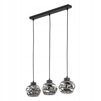 Lustre LED suspenso por cabo ZULIA 3xE27/15W/230V preto/preto fumê