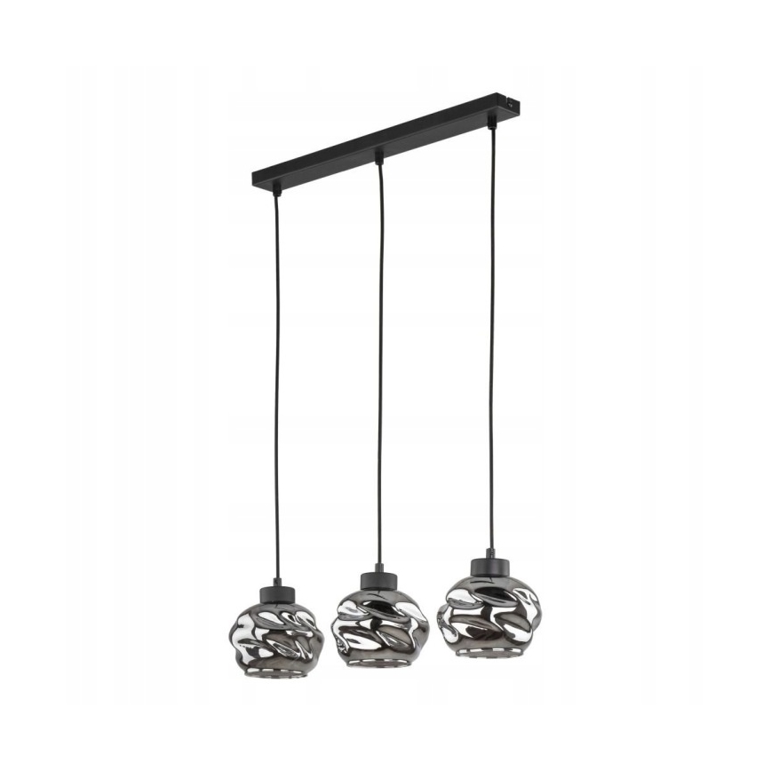 Lustre LED suspenso por cabo ZULIA 3xE27/15W/230V preto/preto fumê