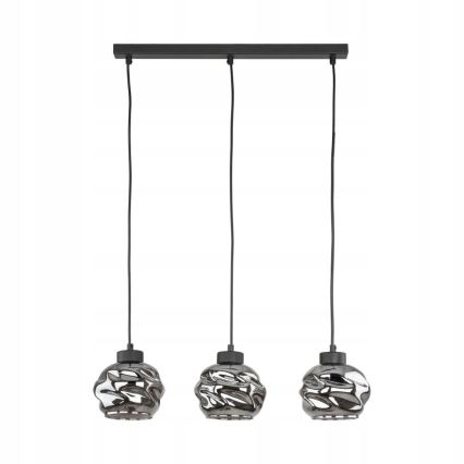 Lustre LED suspenso por cabo ZULIA 3xE27/15W/230V preto/preto fumê