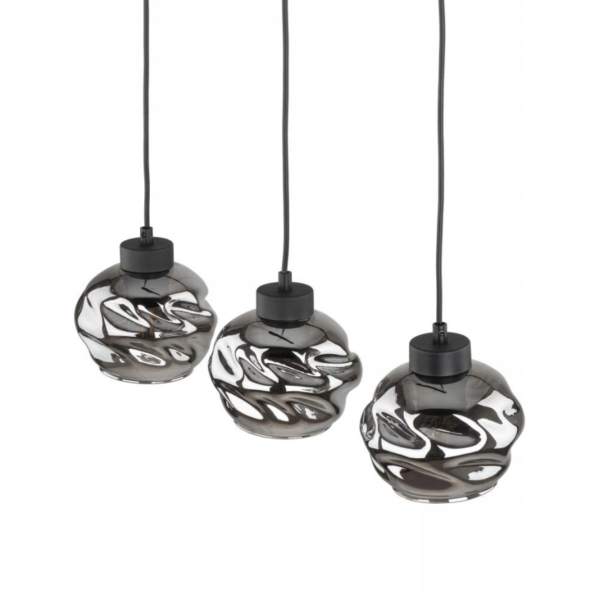 Lustre LED suspenso por cabo ZULIA 3xE27/15W/230V preto/preto fumê