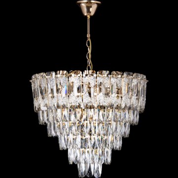 Lustre LED suspenso por corrente 9xE27/60W/230V + 6xLED/6W, diâmetro 50 cm, dourado