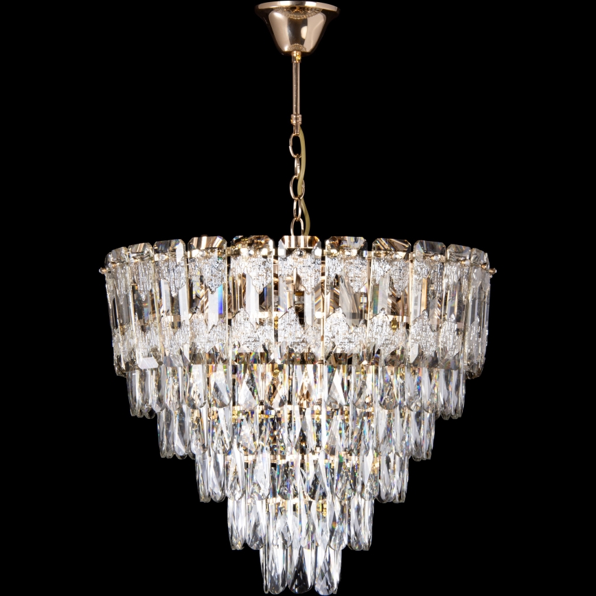 Lustre LED suspenso por corrente 9xE27/60W/230V + 6xLED/6W, diâmetro 50 cm, dourado