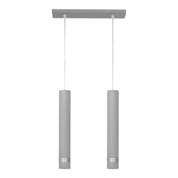 Lustre LED suspenso TUBA 2xGU10/4,8W/230V cinza/cromado brilhante