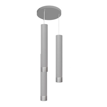 Lustre LED suspenso TUBA 3xGU10/4,8W/230V cinza/cromado brilhante