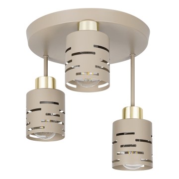 Lustre montado à superfície ELEN 3xE27/35W/230V bege/dourado