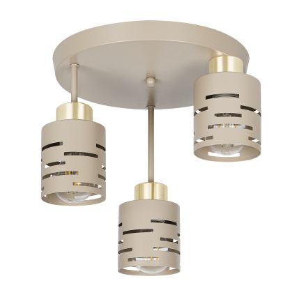 Lustre montado à superfície ELEN 3xE27/35W/230V bege/dourado