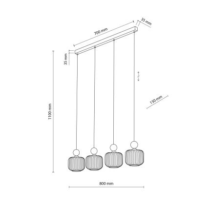 Lustre pendente BALLO com cabo 4xE14/10W/230V bege