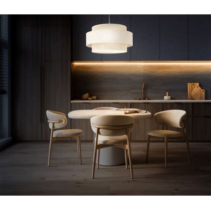 Lustre pendente BOHO com cabo 1xE27/60W/230V Ø 40 cm creme/juta