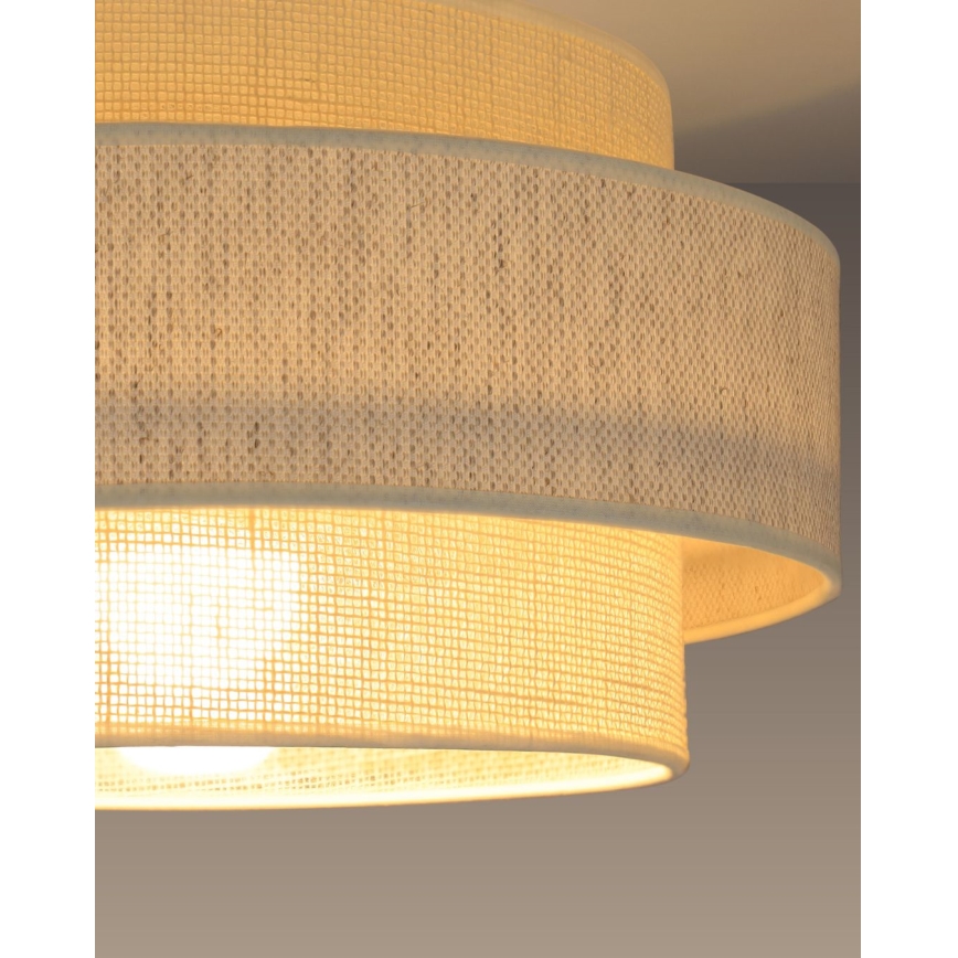 Lustre pendente BOHO com cabo 1xE27/60W/230V Ø 40 cm creme/juta