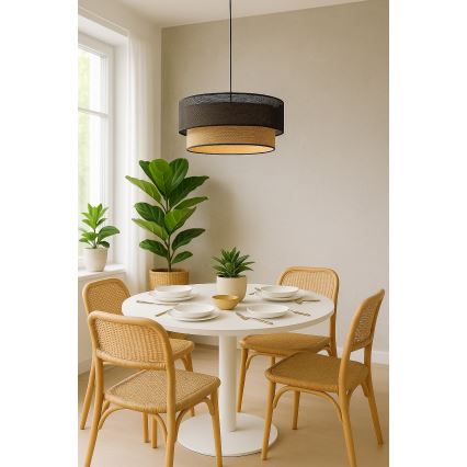 Lustre pendente BORHO 1xE27/60W/230V diâmetro 50 cm preto/juta