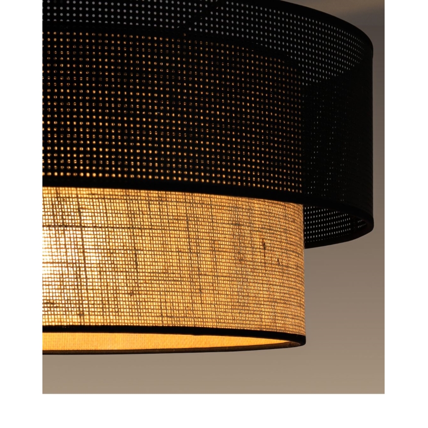 Lustre pendente BORHO 1xE27/60W/230V diâmetro 50 cm preto/juta
