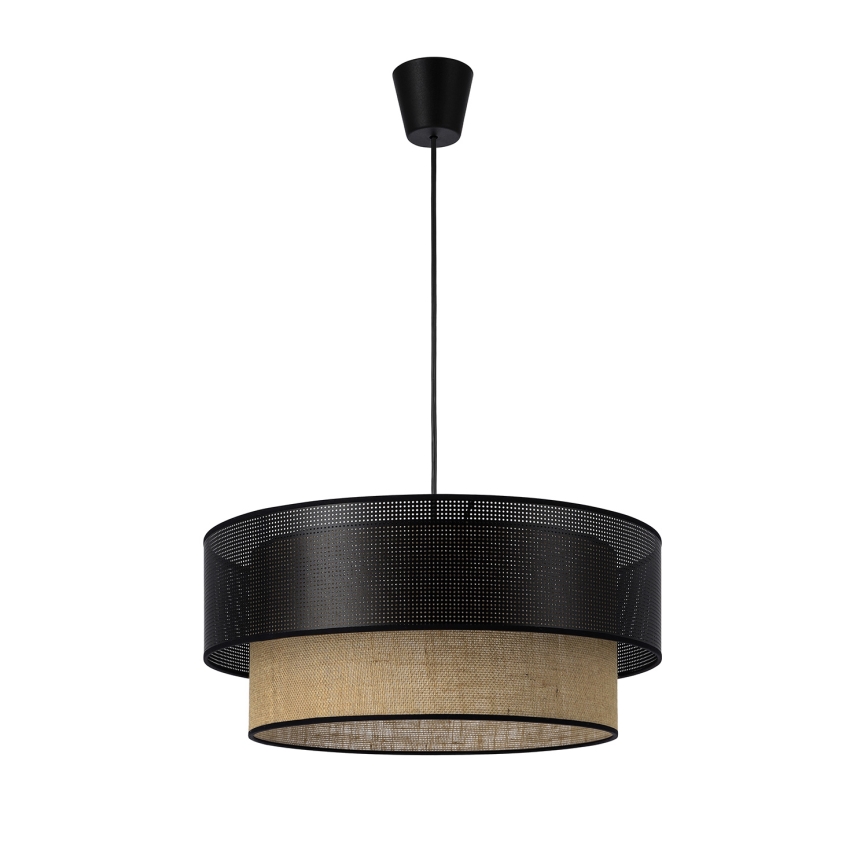 Lustre pendente BORHO 1xE27/60W/230V diâmetro 50 cm preto/juta
