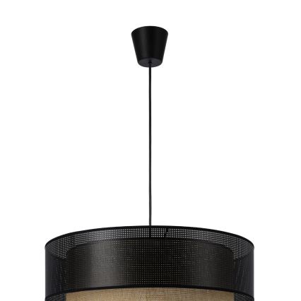 Lustre pendente BORHO 1xE27/60W/230V diâmetro 50 cm preto/juta