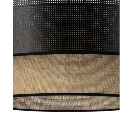 Lustre pendente BORHO 1xE27/60W/230V diâmetro 50 cm preto/juta