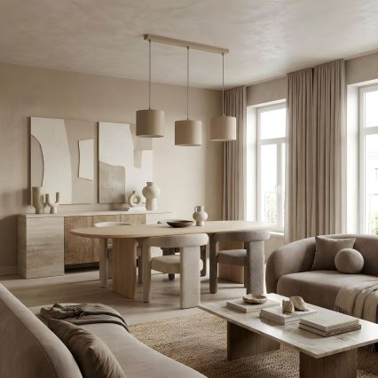 Lustre pendente com cabo ARDEN 3xE27/15W/230V bege