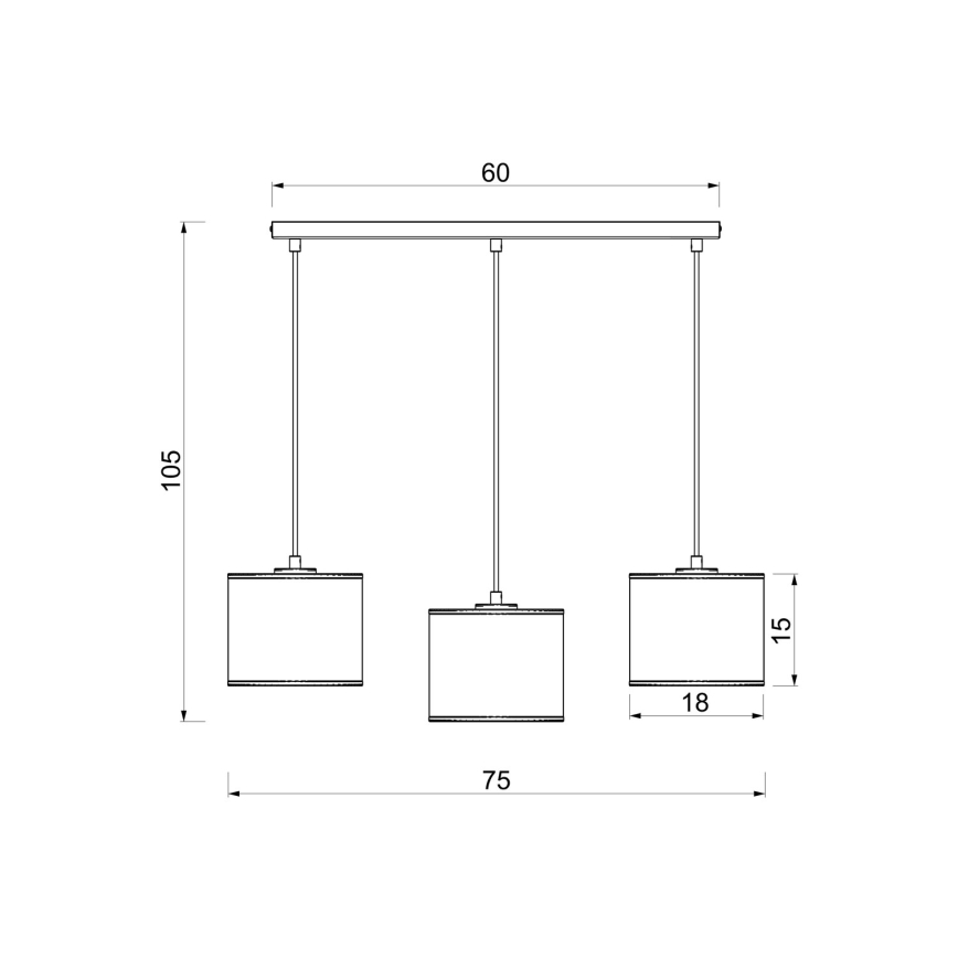 Lustre pendente com cabo ARDEN 3xE27/15W/230V bege