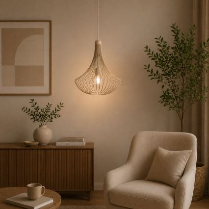 Lustre pendente com cabo BALERINA 1xE27/15W/230V bege