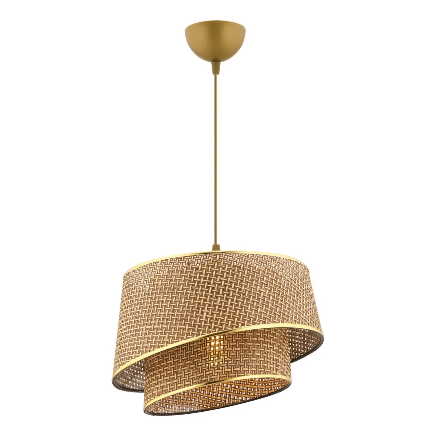 Lustre pendente com cabo BARETTE 1xE27/60W/230V castanho/dourado