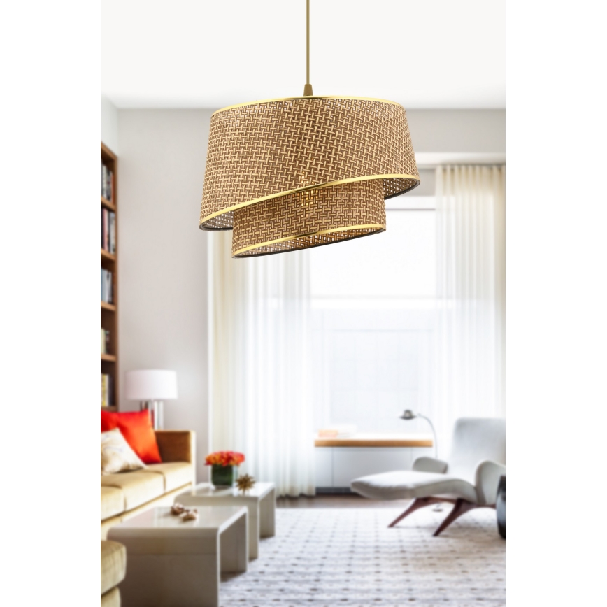 Lustre pendente com cabo BARETTE 1xE27/60W/230V castanho/dourado