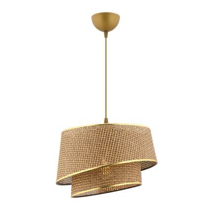 Lustre pendente com cabo BARETTE 1xE27/60W/230V castanho/dourado