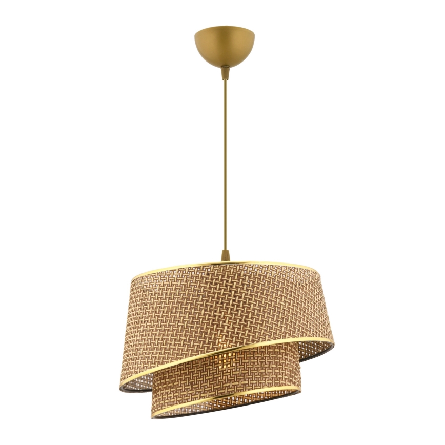 Lustre pendente com cabo BARETTE 1xE27/60W/230V castanho/dourado