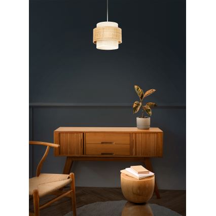 Lustre pendente com cabo BOHO 1xE27/60W/230V Ø 20 cm juta/creme