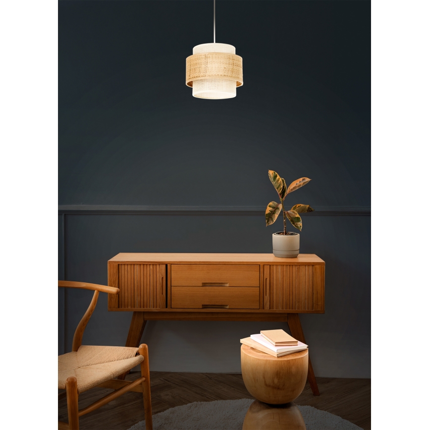 Lustre pendente com cabo BOHO 1xE27/60W/230V Ø 20 cm juta/creme