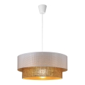 Lustre pendente com cabo BORHO 1xE27/60W/230V Ø 50 cm branco/juta