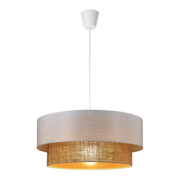 Lustre pendente com cabo BORHO 1xE27/60W/230V Ø 50 cm branco/juta