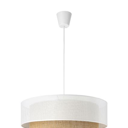 Lustre pendente com cabo BORHO 1xE27/60W/230V Ø 50 cm branco/juta