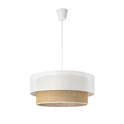 Lustre pendente com cabo BORHO 1xE27/60W/230V Ø 50 cm branco/juta