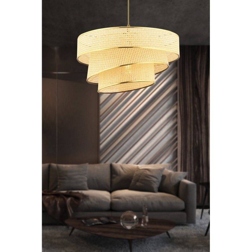 Lustre pendente com cabo COUPER 1xE27/60W/230V bege/dourado