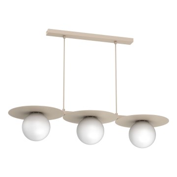 Lustre pendente com cabo FLAT 3xE27/15W/230V bege