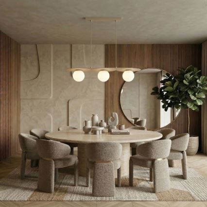 Lustre pendente com cabo FLAT 3xE27/15W/230V bege